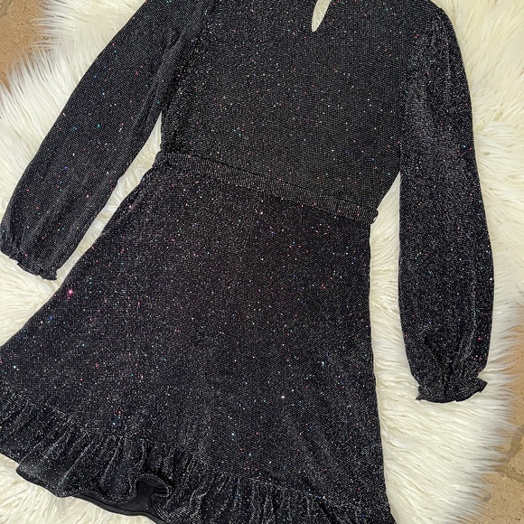 BLUSH by US Angels "Faux Wrapknit dress in Black Sparkle" NWT - Picture 4 of 4